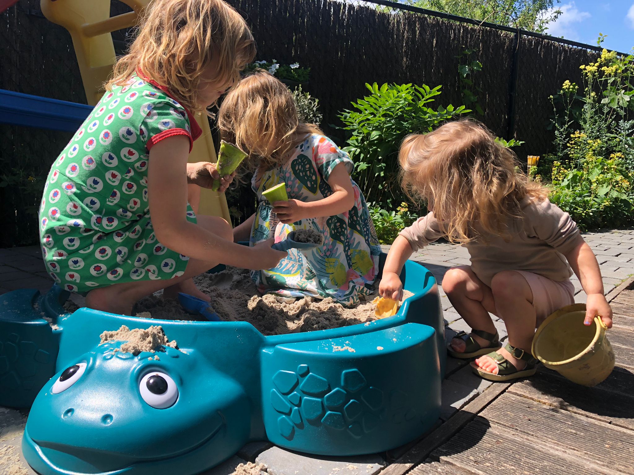 Kindjes spelen in de zandbak Turtle Sandbox