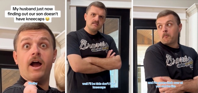 Papa ontdekt dat baby's nog geen knieschijven hebben