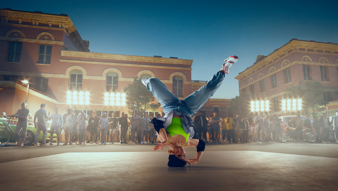 breakdancer op straatfestival