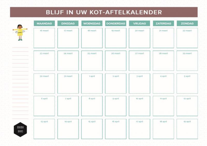 Blijf in uw kot aftelkalender