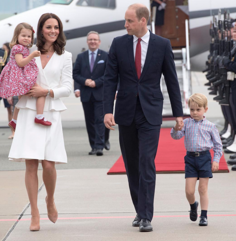 Kate Middleton en prins William met hun kinderen, prins George en prinses Charlotte
