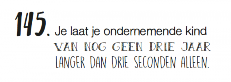 je laat kind drie sec alleen