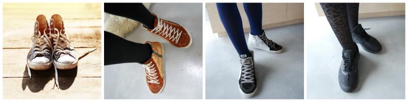 vrouw met sneakers aan