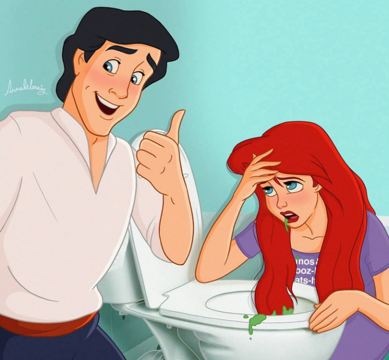 Disney prinses Ariel zwanger en misselijk 