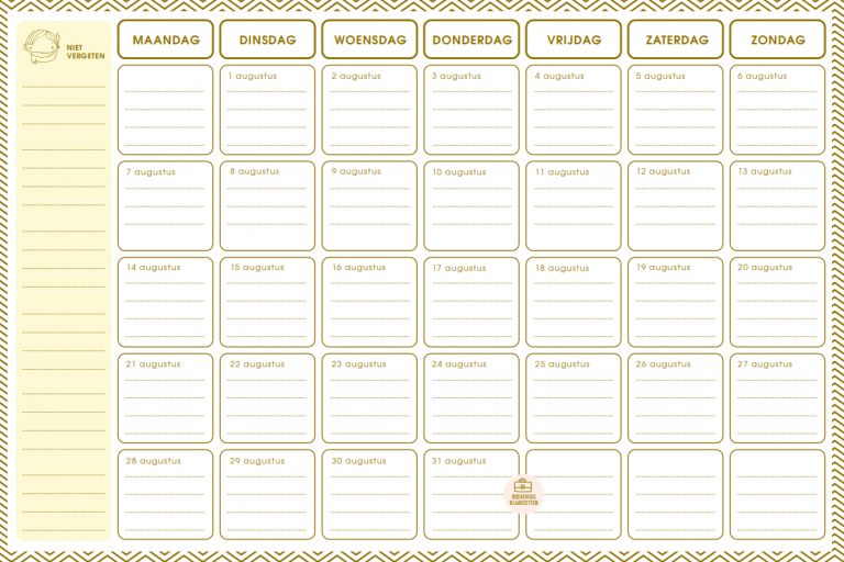 vakantieplanner augustus
