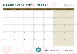 examenplanner juni 2023 maand