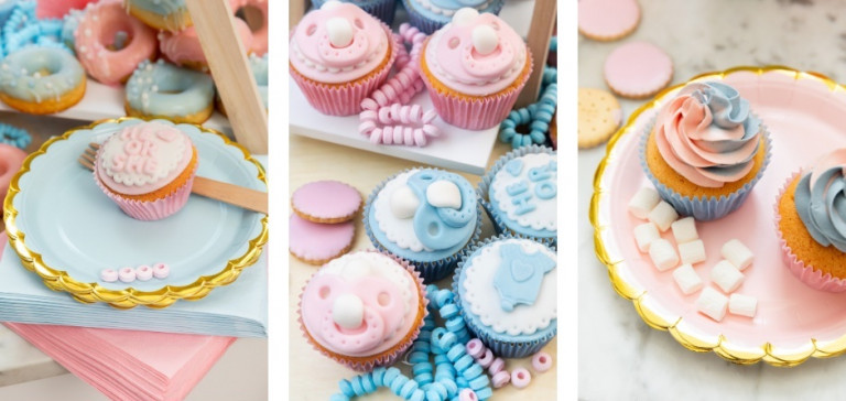 gender reveal party cupcakes