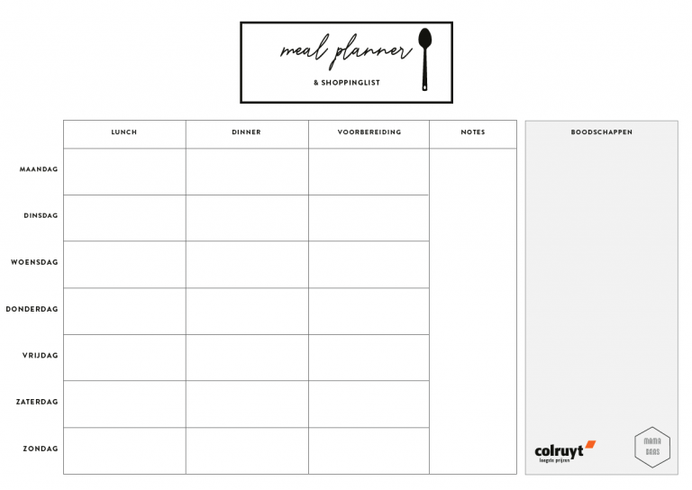 kookweekplanner ism Colruyt