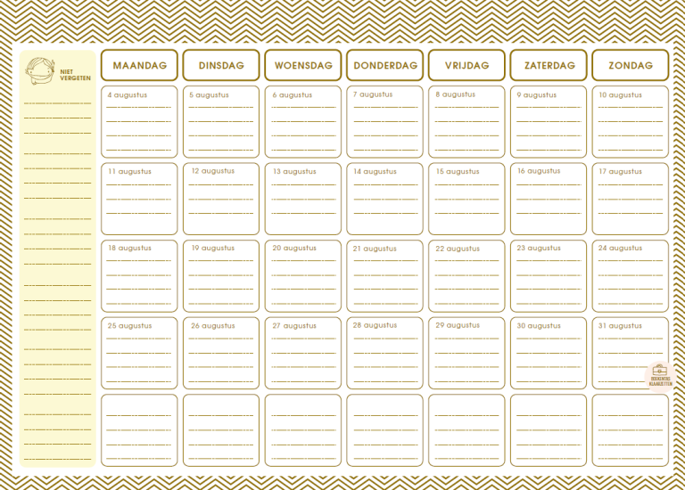 vakantieplanner augustus 