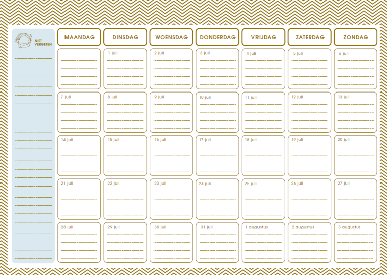 vakantieplanner juli 