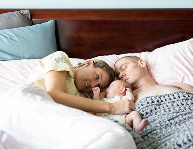 man hersenkanker, baby en mama