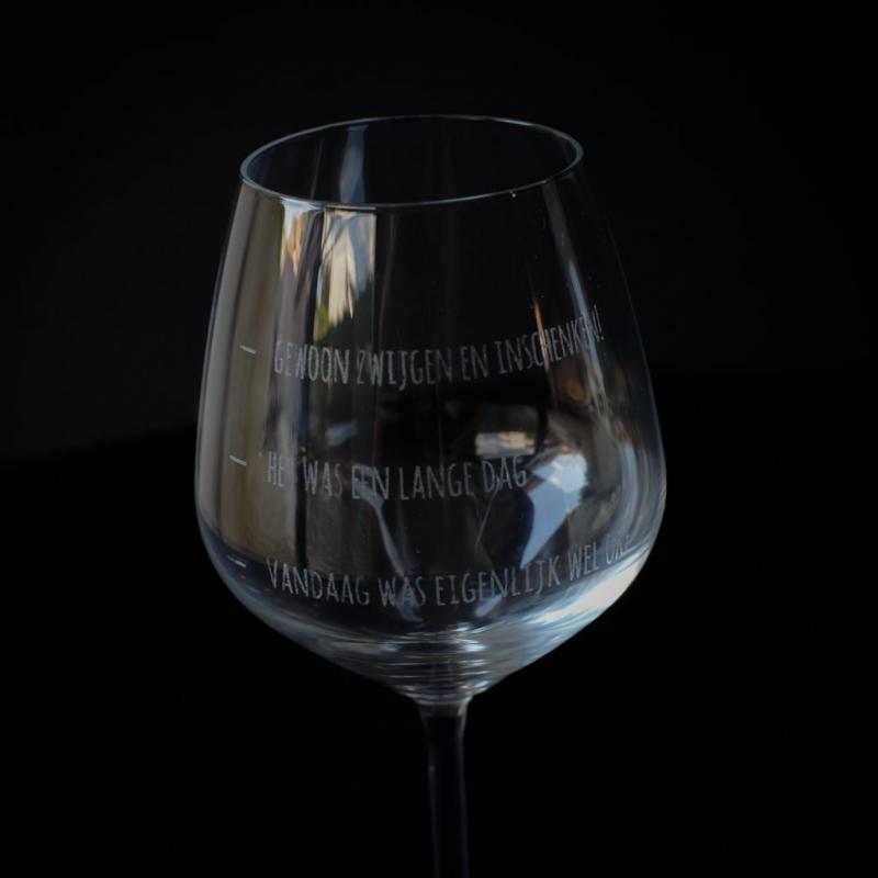 Wijnglas gegraveerd
